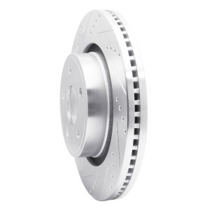 Dodge Ram 1500 Brake Rotor (1) - Front Left - R1 Concepts - Drilled & Slotted - Silver - `04-`06